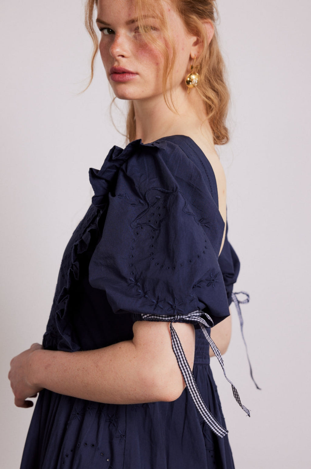 Damson Madder Rhea Dress Navy Broderie.