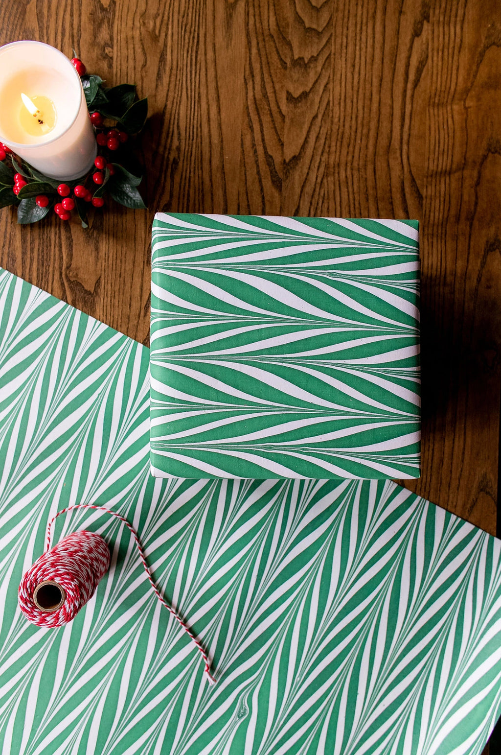 Candy Stripes Green Wrapping Paper Set of 3 Sheets
