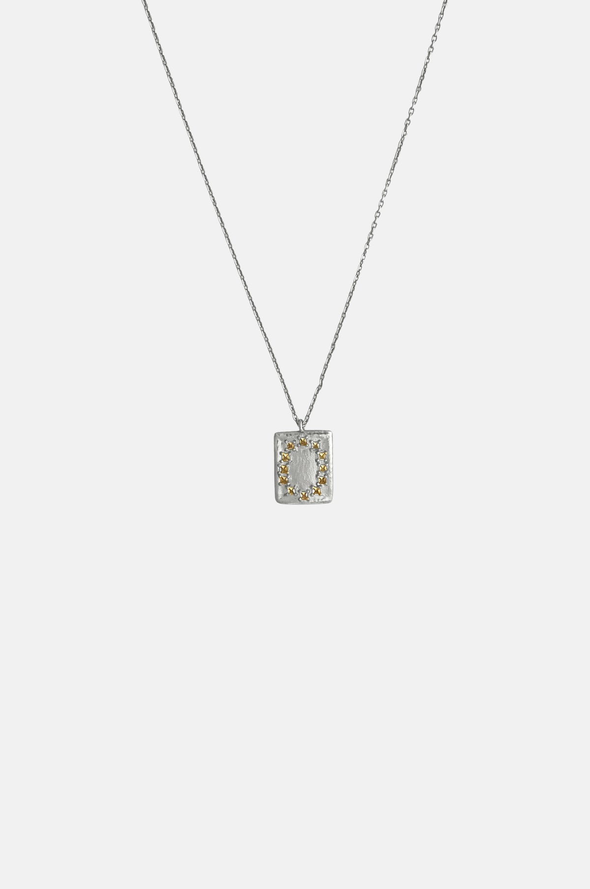 ABOAB Citrine L.B Clock Mini Pendant Silver Necklace.