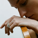 Citrine L.B. Clock Silver Ring