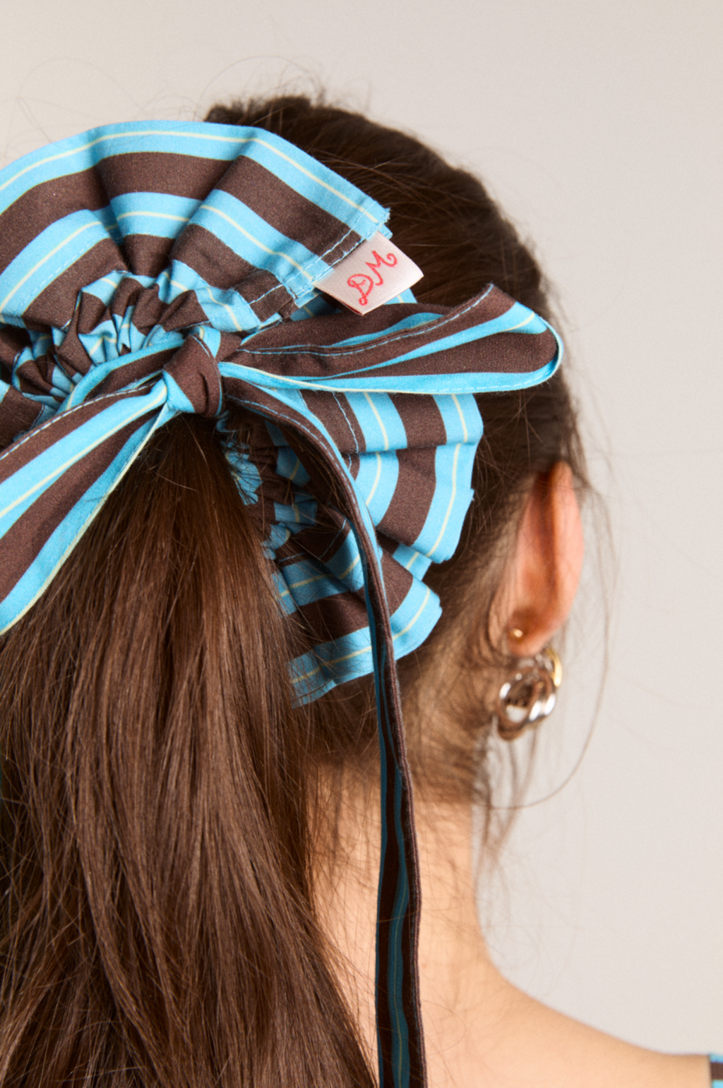 Garter Bun Wrap Blue/Choc Stripe