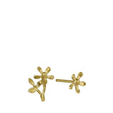 Asymmetric Growing Flower Stud Earrings Gold