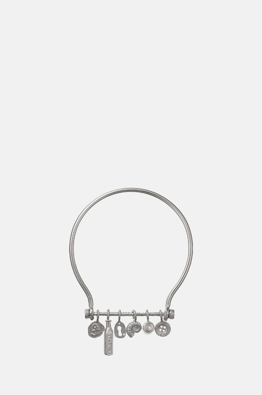 Boatyard Bangle with Mudlark Charms Silver