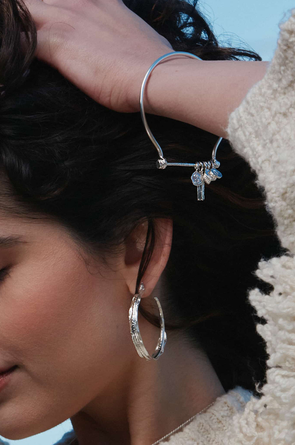 Boatyard Bangle with Mudlark Charms Silver