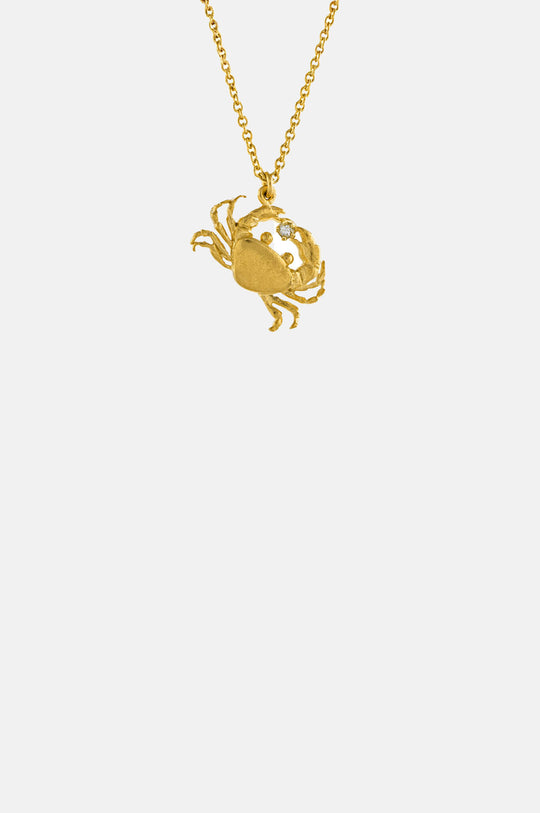 A.M. Cheeky Crab Necklace with Diamond Gold
