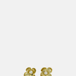 Alex Monroe Cuckoo Flower Stud Earrings with White Pearl Gold.