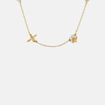 Alex Monroe Floral Chain Necklace with Teeny Tiny Bee Gold and Silver.