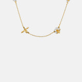 Alex Monroe Floral Chain Necklace with Teeny Tiny Bee Gold and Silver.