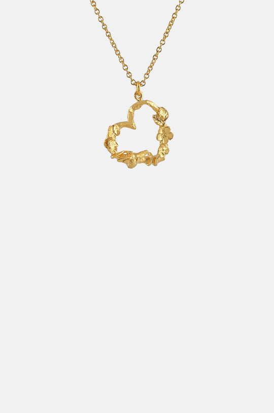 Floral Heart Necklace with Itsy Bitsy Bee Gold