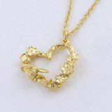 Floral Heart Necklace with Itsy Bitsy Bee Gold