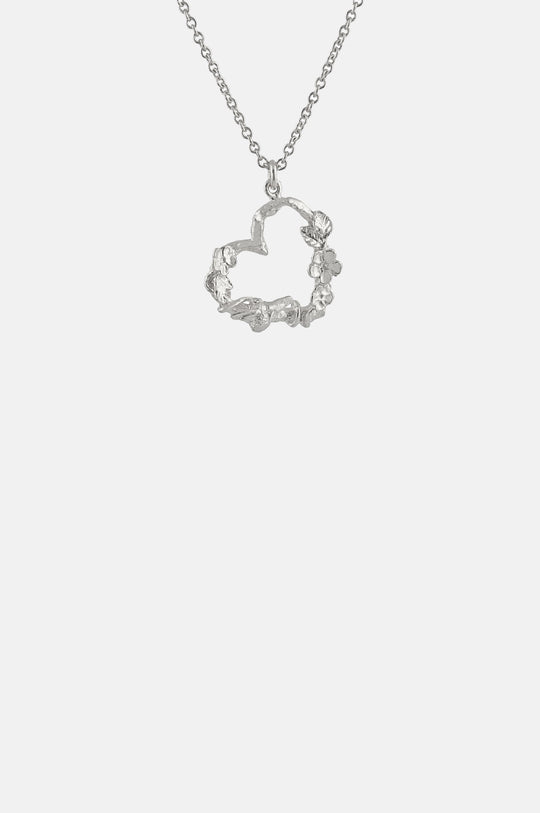 Floral Heart Necklace with Itsy Bitsy Bee Silver