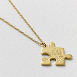 Floral Puzzle Piece Necklace Gold