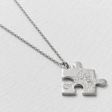 Floral Puzzle Piece Necklace Silver