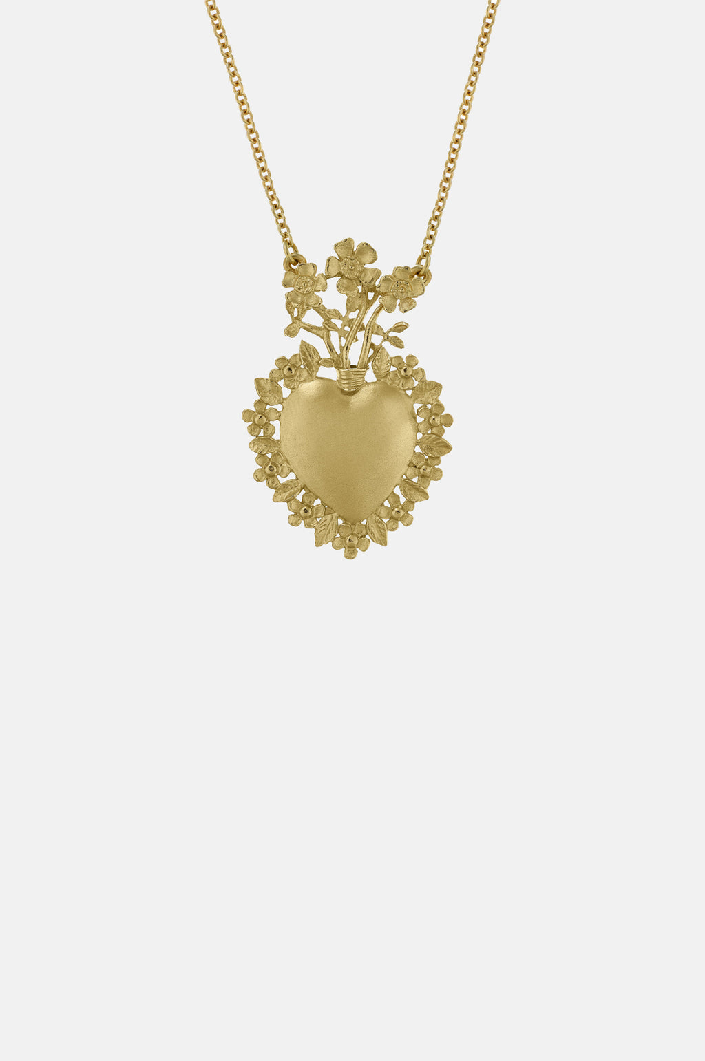 Alex Monroe Floral Sacred Heart Necklace Gold.