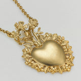 Floral Sacred Heart Necklace Gold