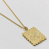 Floral Stamp Necklace Gold