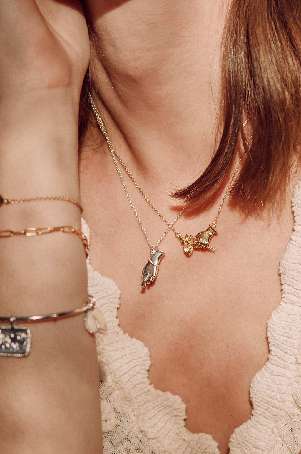 Gift of Flowers In-line Necklace Gold