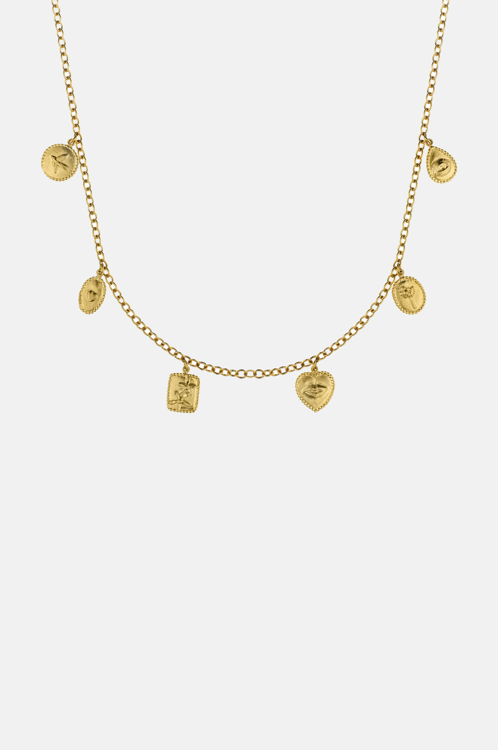 Alex Monroe Gratitude for Nature Small Charm Necklace Gold.