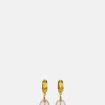 Alex Monroe Kissing Seed Head Huggie Hoop Pink Pearl Earrings Gold Plate.