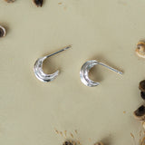 Kissing Seed Huggie Hoop Earrings Silver