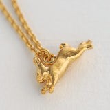 Leaping Rabbit Necklace Gold