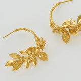 Lemon Blossom Branch Hoop Earrings Gold