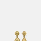 Alex Monroe Love of Nature Heart & Flower Drop earrings gold.