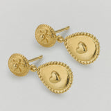Love of Nature Heart & Flower Drop Earrings Gold