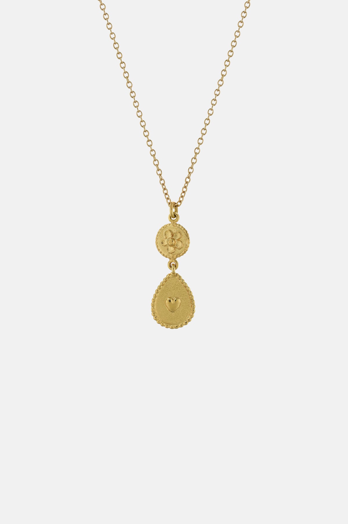 Alex Monroe Love of Nature Heart & Flower Drop Necklace Gold.