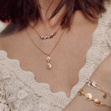 Love of Nature Heart & Flower Drop Necklace Gold