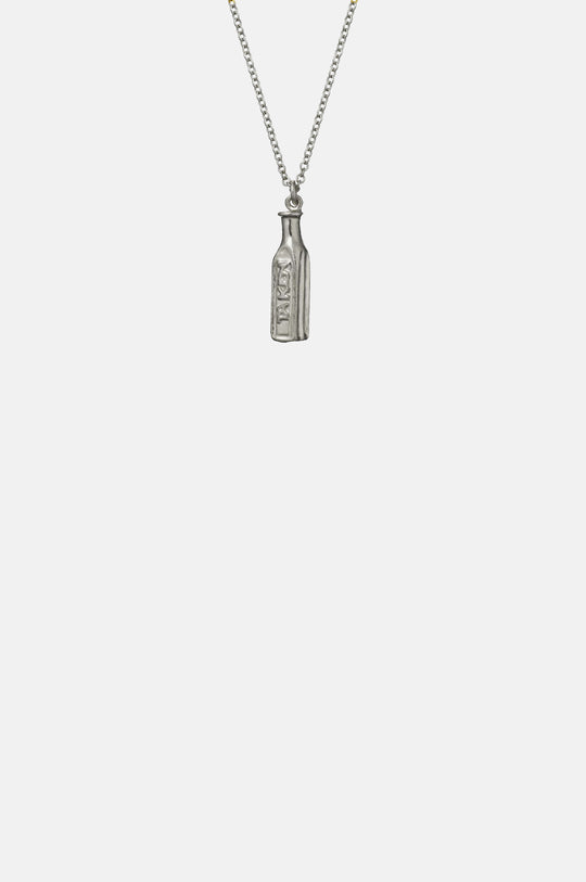 Not To Be Taken Poison Bottle Necklace Silver