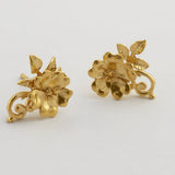 Ornate Rose Stud Earrings Gold