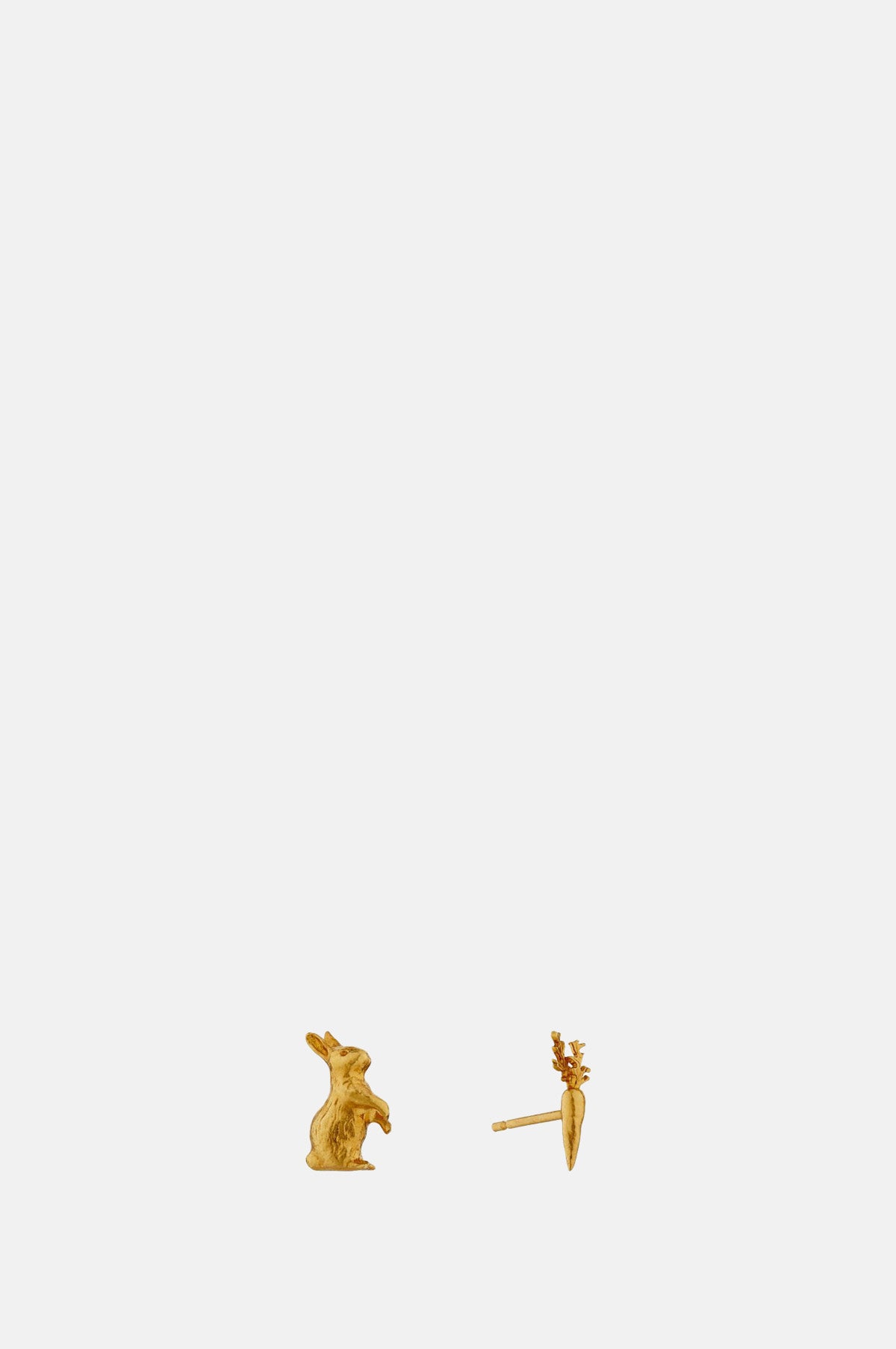 Alex Monroe Rabbit and Carrot Asymmetric Earrings Gold.