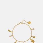 Alex Monroe Scattered Poppy Head Charm Pink Pearls Bracelet Gold Plate.