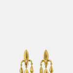 Alex Monroe Sunflower Seed Fleur de Lis Chandelier Earrings Gold Plate.