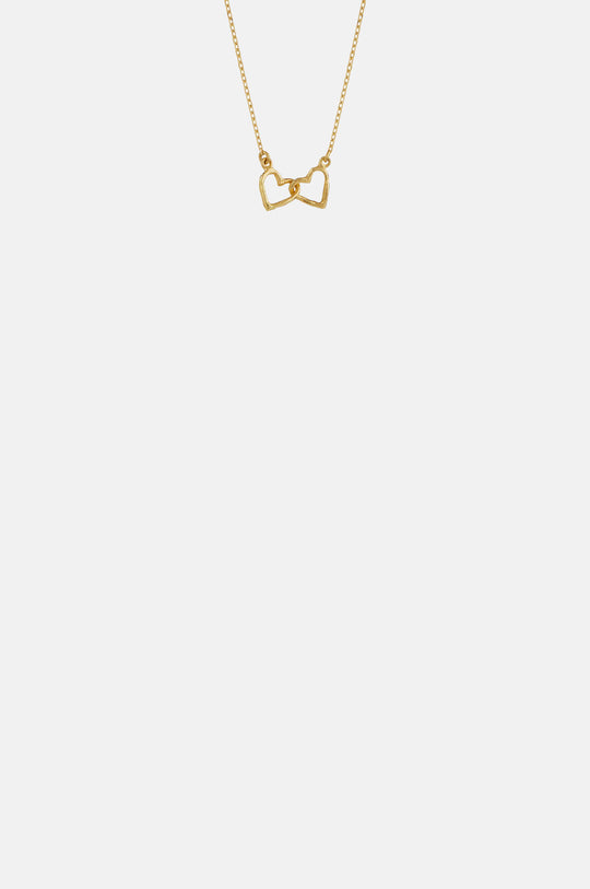 Teeny Tiny Linked Heart In-Line Necklace 18ct Solid Gold