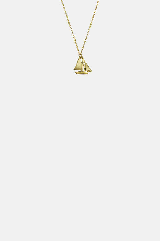 Teeny Tiny Sailing Boat Necklace 18ct Solid Gold