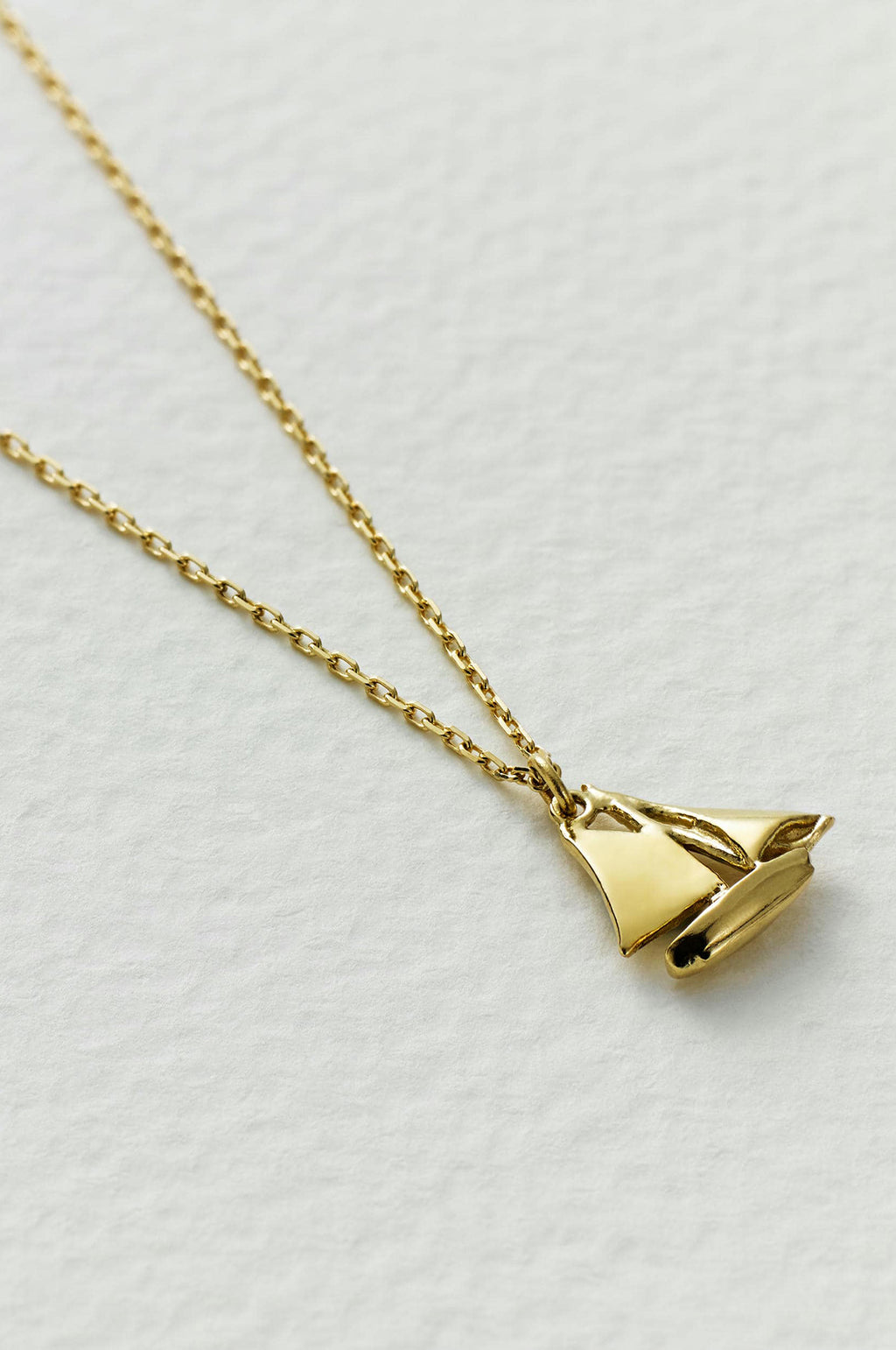 Teeny Tiny Sailing Boat Necklace 18ct Solid Gold
