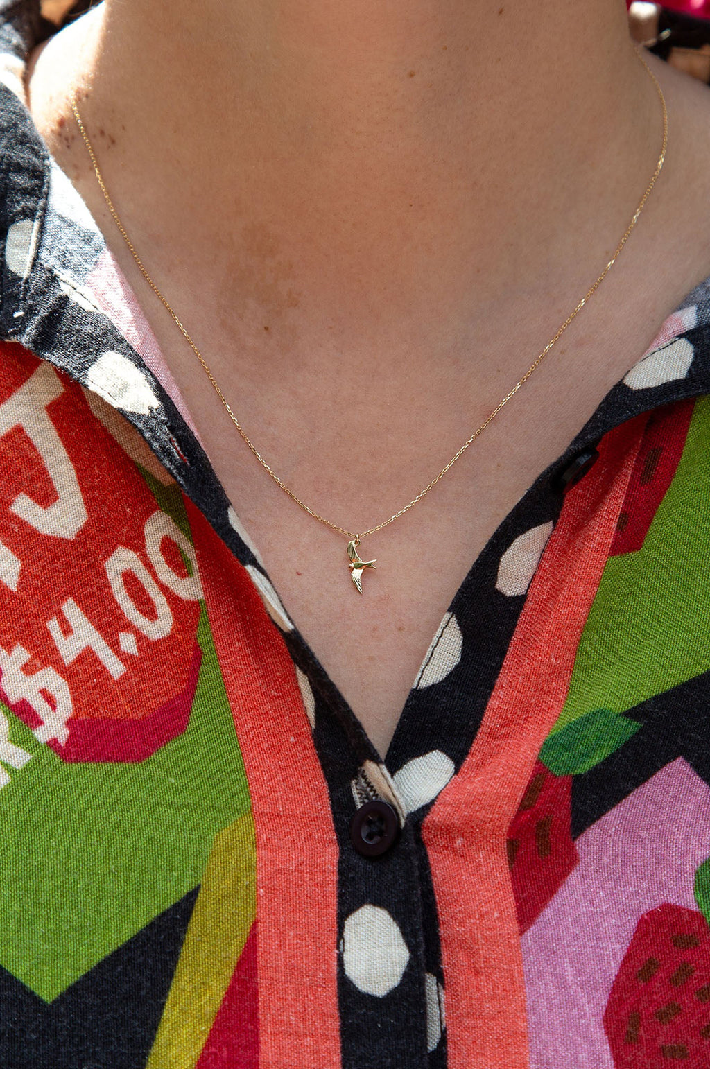 Teeny Tiny Swallow Necklace 18ct Solid Gold