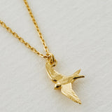 Teeny Tiny Swallow Necklace 18ct Solid Gold