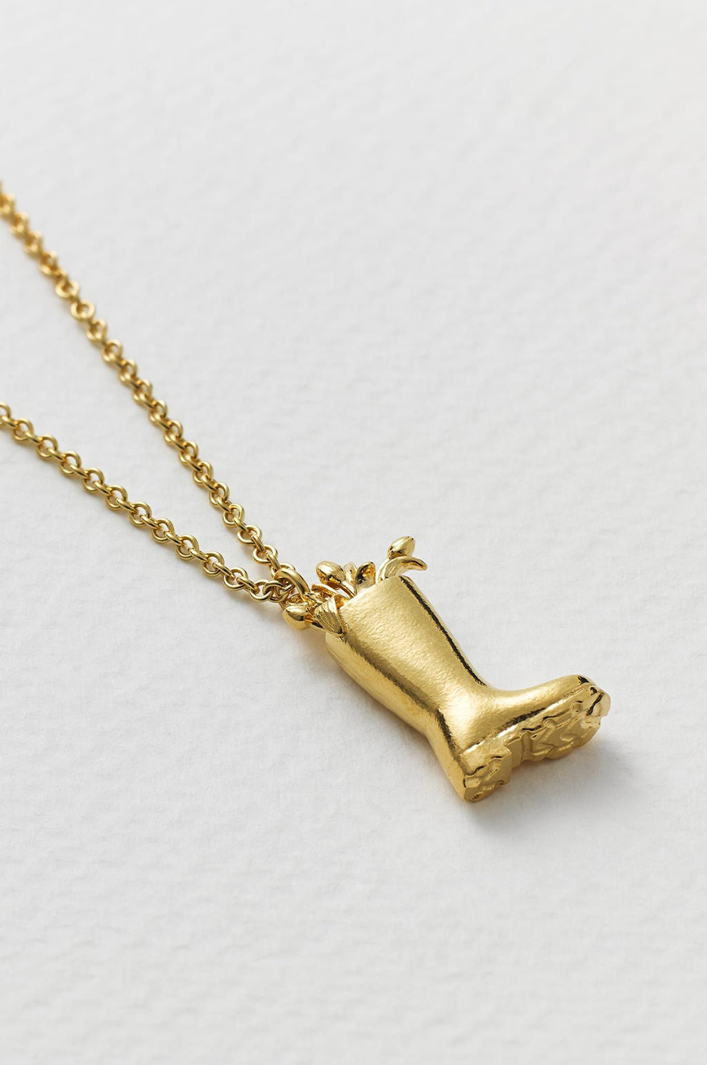 Tulip Filled Wellington Boot Necklace Gold