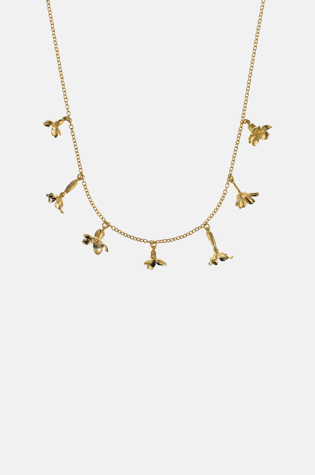 Alex Monroe Tumbling Wildflower Medley Charm Necklace Gold.