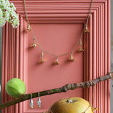Tumbling Wildflower Medley Charm Necklace Gold