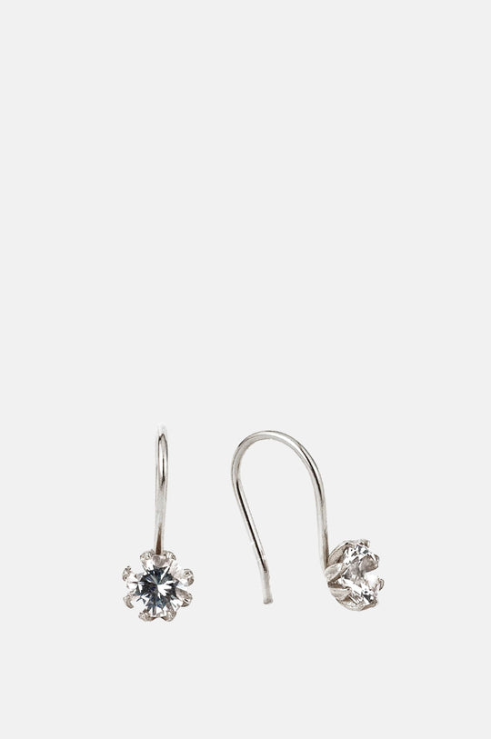 White Topaz Bud Hook Earrings Silver