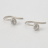 White Topaz Bud Hook Earrings Silver