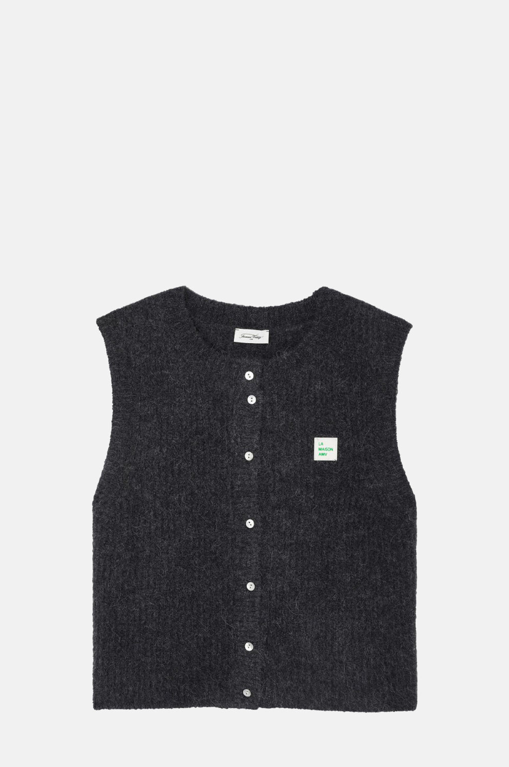 American vintage East Knit Vest Charcoal Melange.