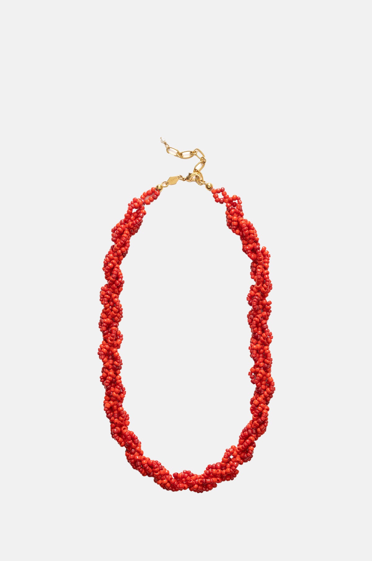 Anni Lu Bright Red Scarlet Wave Necklace.
