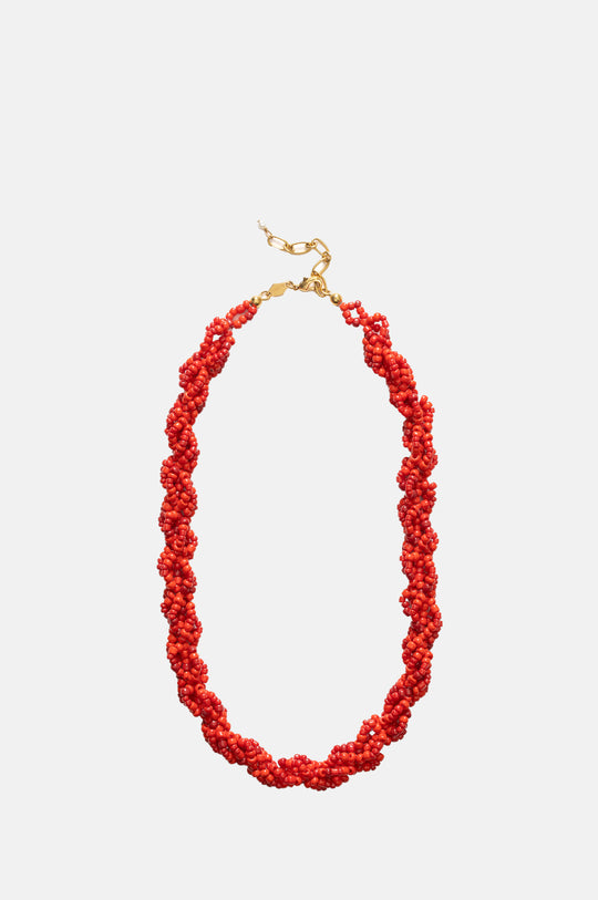 Bright Red Scarlet Wave Necklace