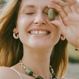 Rose Blush Big Swell Gold Hoop Earrings