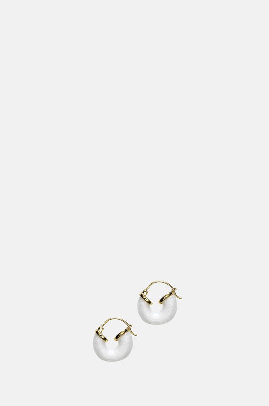 White Petit Swell Gold Hoop Earrings